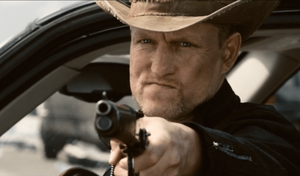 Tallahassee points his gun in Zombieland