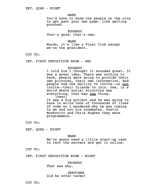 The Social Network Aaron Sorkin Scripts 