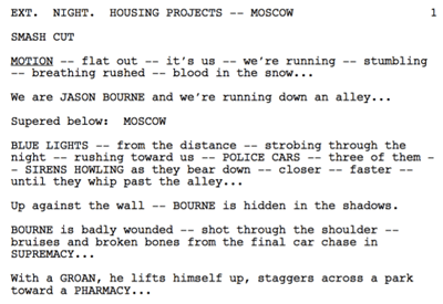 jason bourne screenplay transition